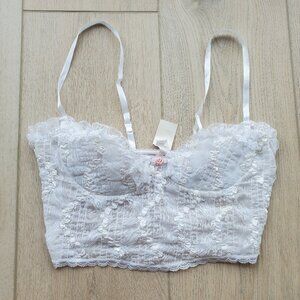 Vintage white lace lingerie bralette cami top size large